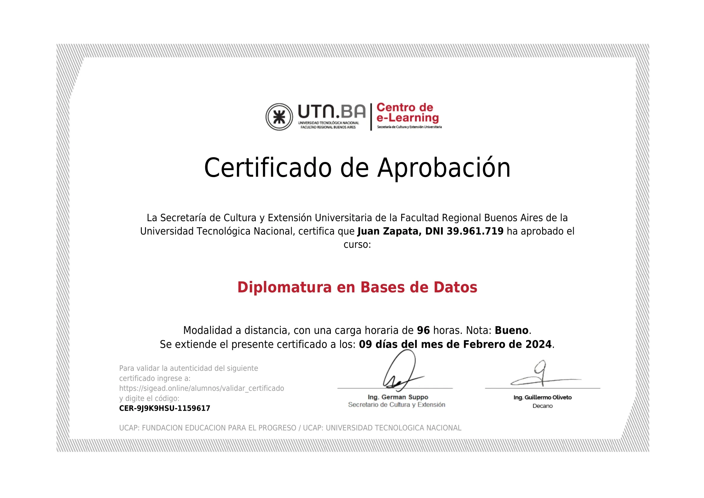Diploma in Databases - UTN