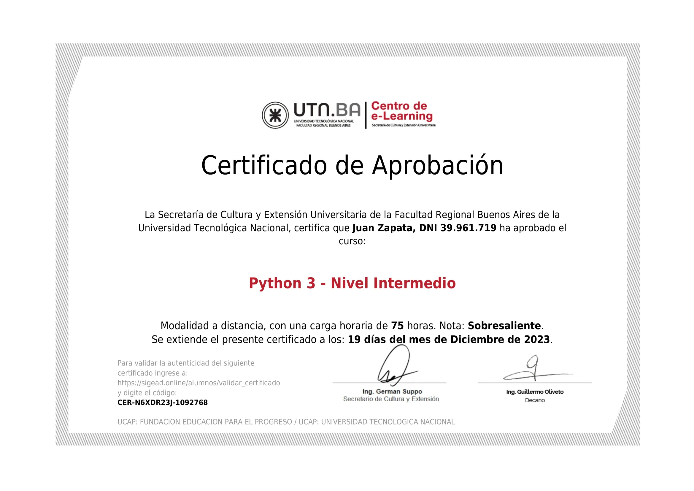 Intermediate Python Level - UTN