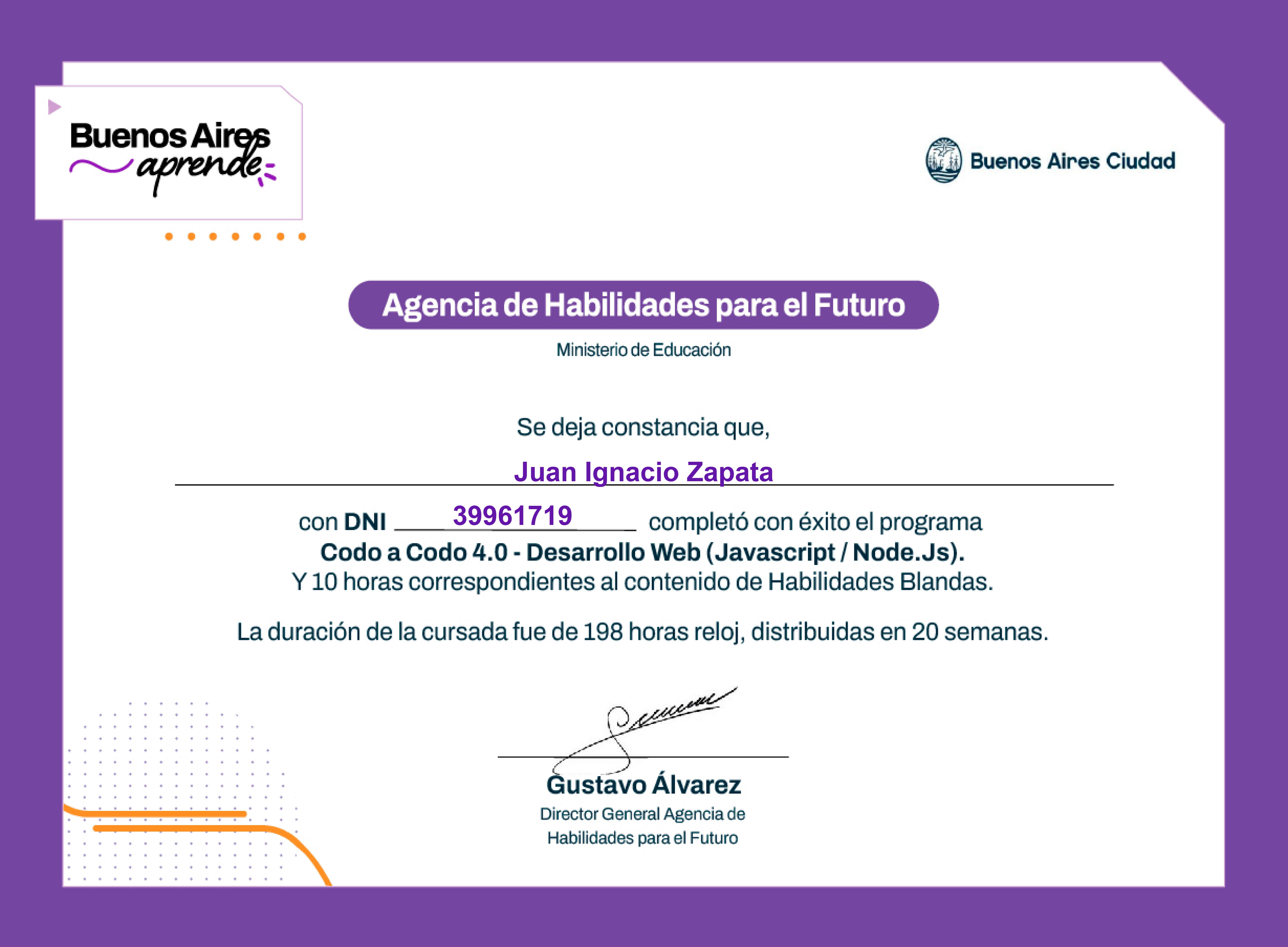 Certificado Codo a Codo 4.0 Desarrollo Web (JS/NodeJs)